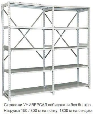 Стеллаж металлический ТСУ 1.2.5-150